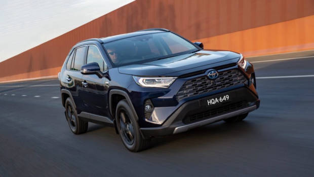 A 2019 Toyota RAV4 SUV in blue