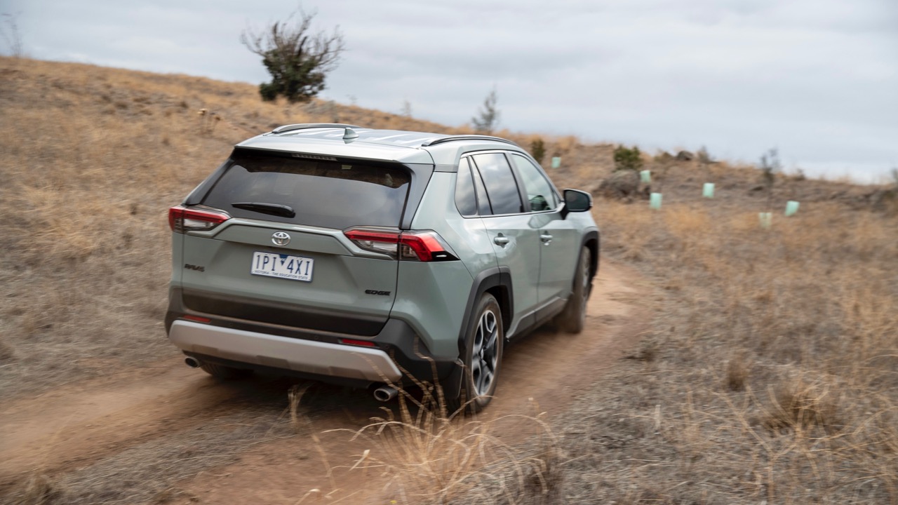 A 2019 Toyota RAV4 SUV in khaki