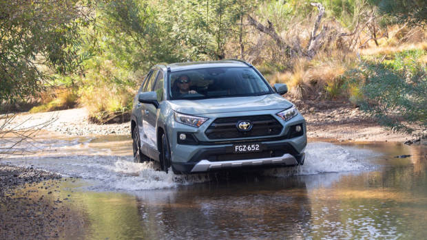 A 2019 Toyota RAV4 SUV in khaki