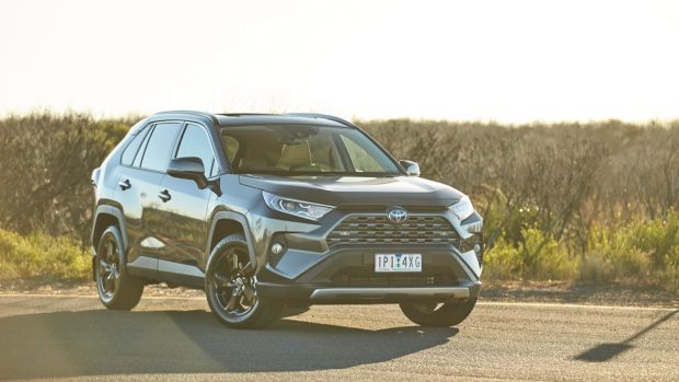 Grey Toyota RAV4 Cruiser Hybrid front end