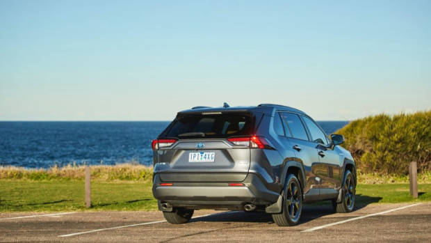 Grey Toyota RAV4 Cruiser Hybrid rear end