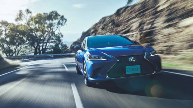 2020 Lexus ES F Sport blue driving