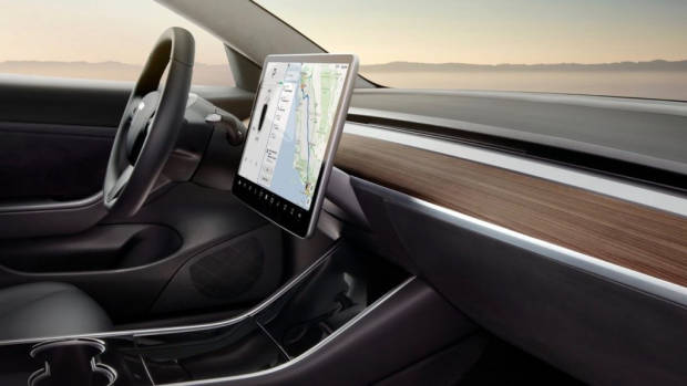 Tesla Model 3 dashboard wood