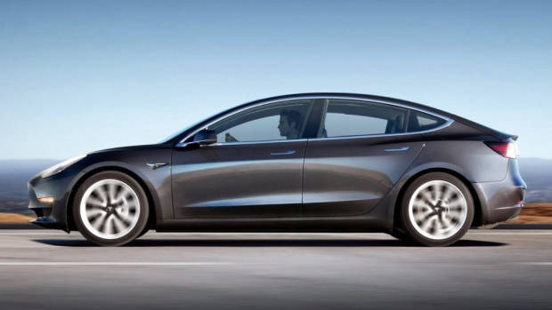 Tesla Model 3 grey side profile