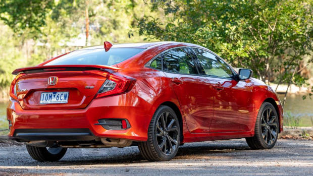 2020 Honda Civic sedan orange rear end