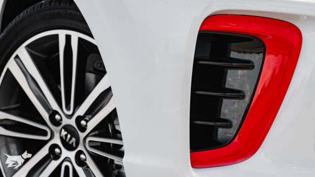 Red detailing and 16 inch wheel on the Kia Picanto GT