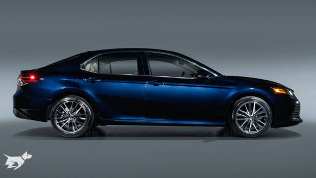 Blue Toyota Camry in a luxury grade