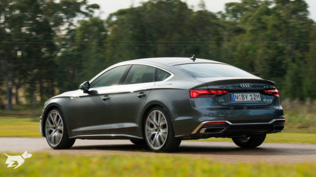 Audi A5 Sportback 2021 in grey driving
