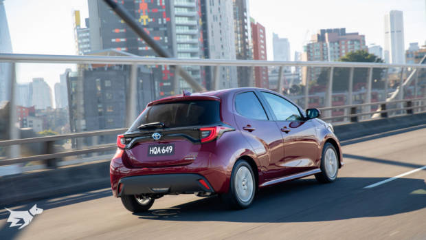 The Toyota Yaris 2021 SX shown here in red