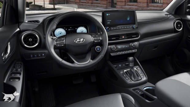 The 2021 Hyundai Kona interior grey leather
