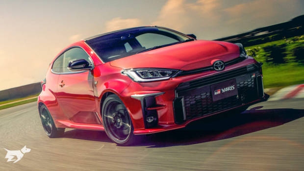 2021 Toyota GR Yaris driving in red