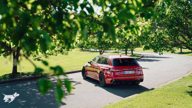 The 2021 Audi RS4 Avant pictured in red