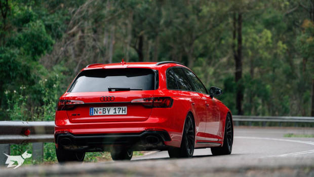 The 2021 Audi RS4 Avant pictured in red