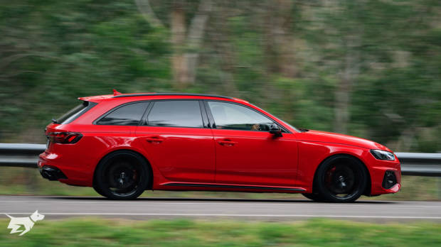 The 2021 Audi RS4 Avant pictured in red