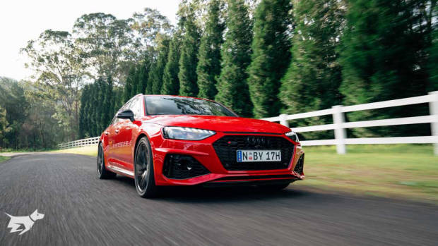 The 2021 Audi RS4 Avant pictured in red