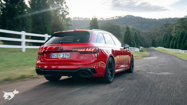 The 2021 Audi RS4 Avant pictured in red