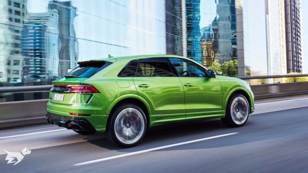 The 2021 Audi RSQ8 SUV finished in Java Green