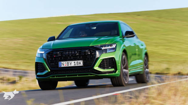 The 2021 Audi RSQ8 SUV finished in Java Green