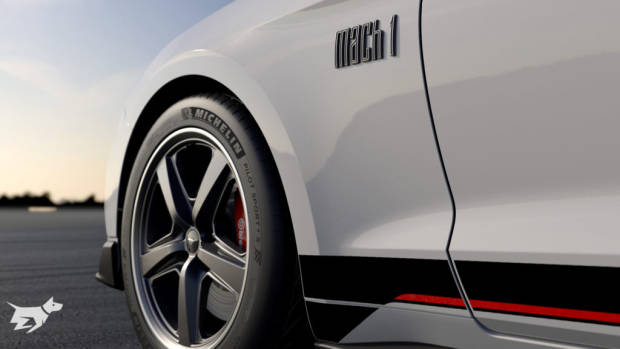 Wheels and badges on the 2021 Ford Mustang Mach 1