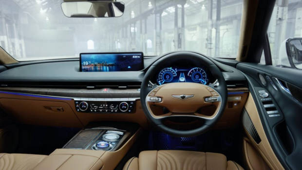 The 2020 Genesis G80 interior comes standard with a 14.5-inch multimedia screen