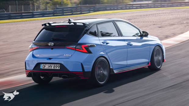 Rear end of the 2021 Hyundai i20 N