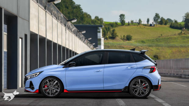 Side profile of the 2021 Hyundai i20 N