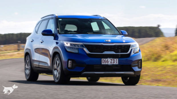 The 2020 Kia Seltos GT-Line on a country road