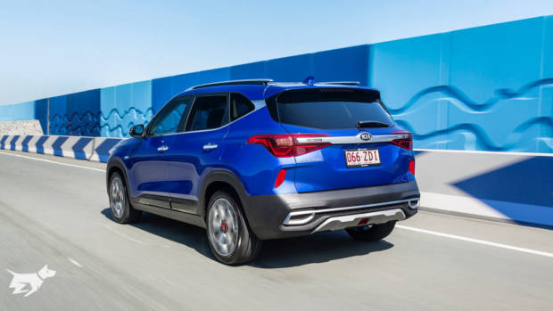 The 2020 Kia Seltos GT-Line cruising on the highway