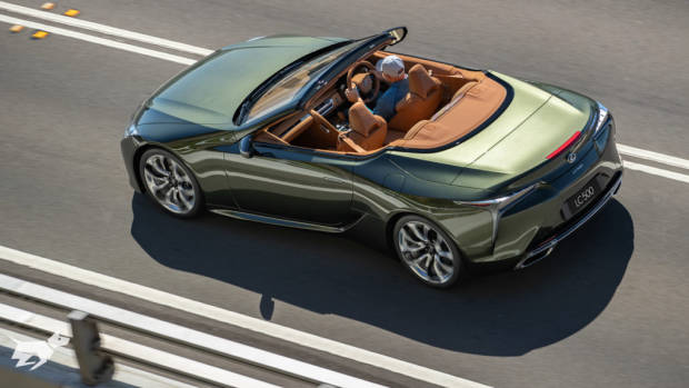 The 2021 Lexus LC 500 Convertible in Khaki Metal green