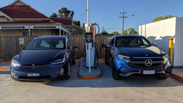 The charging station at Horsham is fitted with 350kW chargers