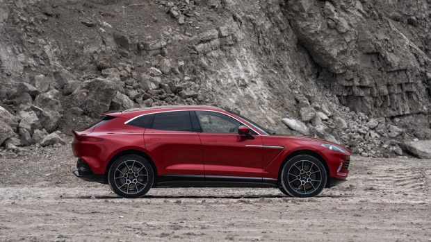 Aston Martin DBX 2021 red side profile