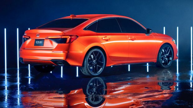 Honda Civic Prototype 2021 sedan orange