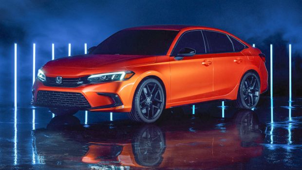 Honda Civic Prototype 2021 sedan orange