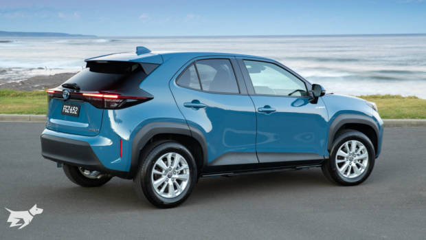 The 2021 Toyota Yaris Cross GXL hybrid in blue