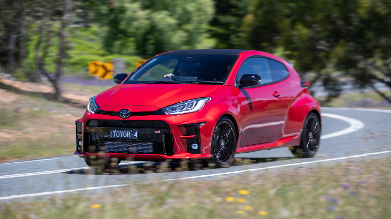 Toyota GR Yaris 2021 red on road
