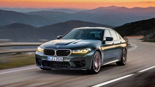 BMW M5 CS 2021 front driving landscape
