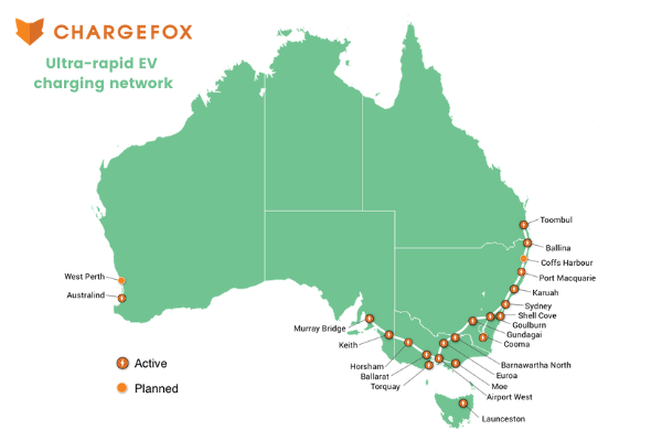 Chargefox ultra-rapid Map 8 Feb