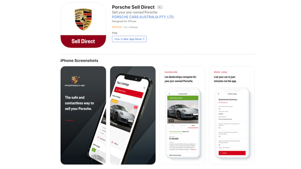 Porsche Sell Direct app