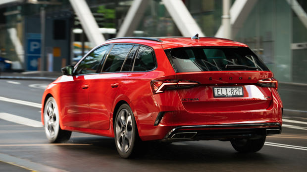Skoda Octavia RS 2021 wagon red rear view
