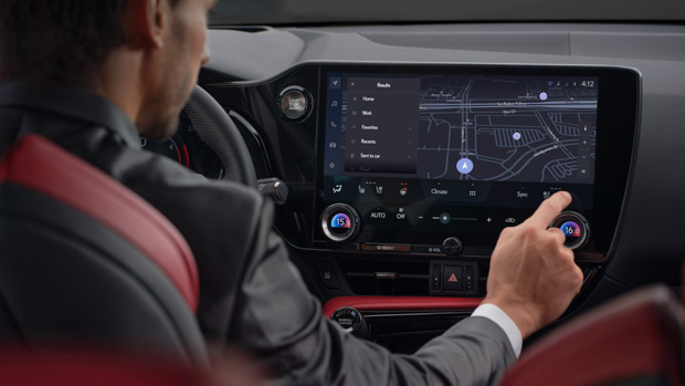 Lexus NX 2022 interior shot with man hand