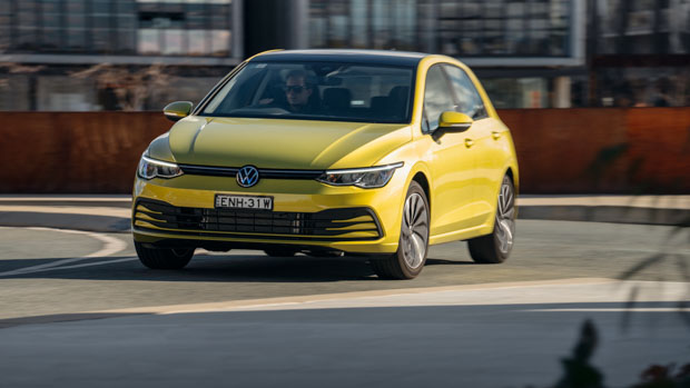 Volkswagen Golf Life 2021 Mk 8 Pomelo Yellow driving