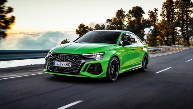 Audi RS3 2022 sedan front 3/4 driving