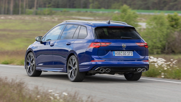 Volkswagen Golf R Wagon 2022 rear 3/4 driving 2