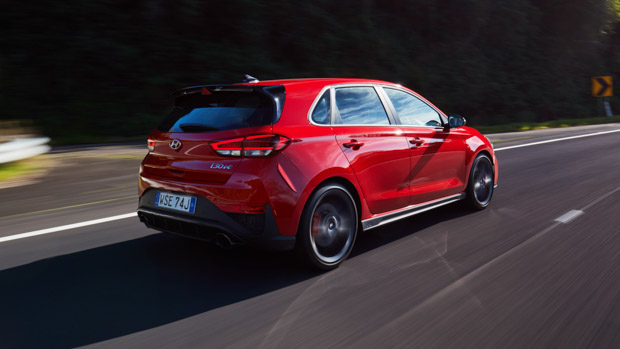 Hyundai i30 N 2021 rear driving 3/4