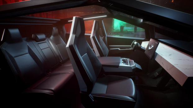 Interior of the 2022 Tesla Cybertruck