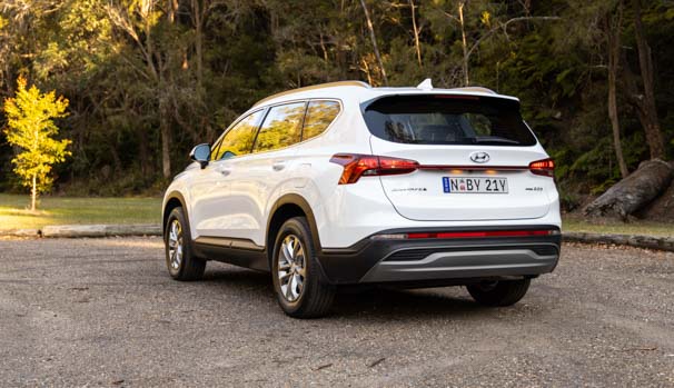 Hyundai Santa Fe base model 2022 white cream rear end