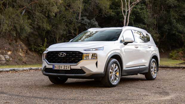 Hyundai Santa Fe base model 2022 white cream front end