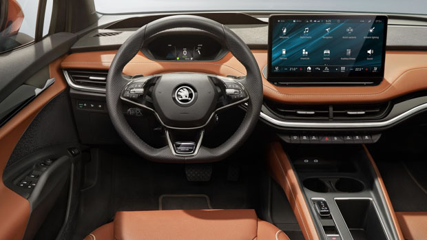 Skoda Enyaq 2022 tan leather interior