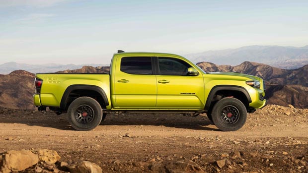 Toyota Tacoma 2022 TRD Pro lime green profile
