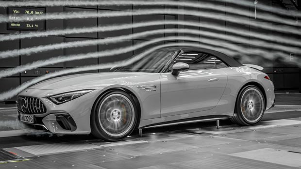 Mercedes-AMG SL 2022 silver wind tunnel